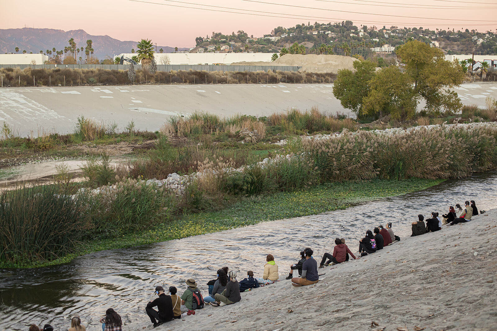 Group taking Audio Tour of LA River with Clockshop